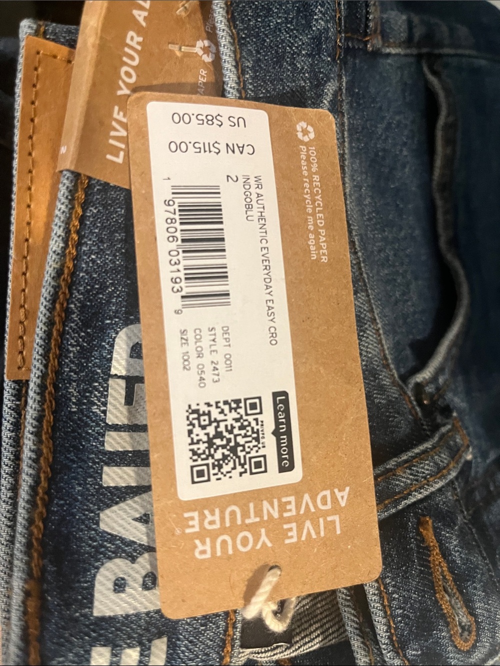 Eddie Bauer authentic Voyager every day easy crop high rise jeans indigo NEW NW - Picture 11 of 16